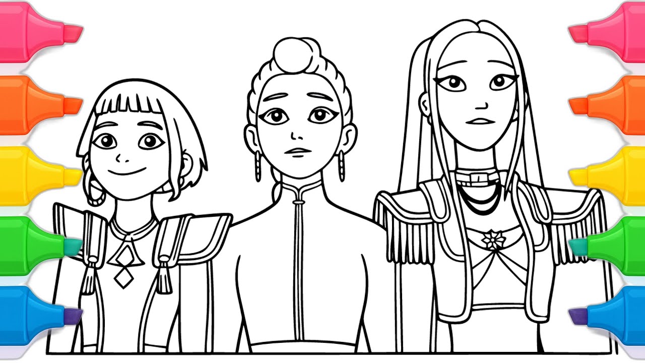 Удивительно приятная раскраска 🎨 Зои, Мира и Руми | Трио охотников на демонов в стиле K-pop | NCS...