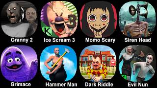 Granny 2, Ice Scream 3, Momo Scary, Siren Head, Grimace Monster, Hammer Man, Dark Riddle, Evil Nun screenshot 3