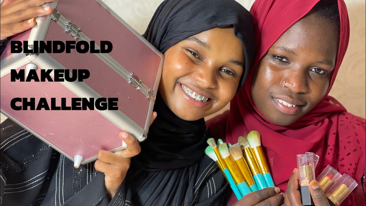 BLINDFOLD MAKEUP CHALLENGE 🫶🏽 #hilarious #makeup