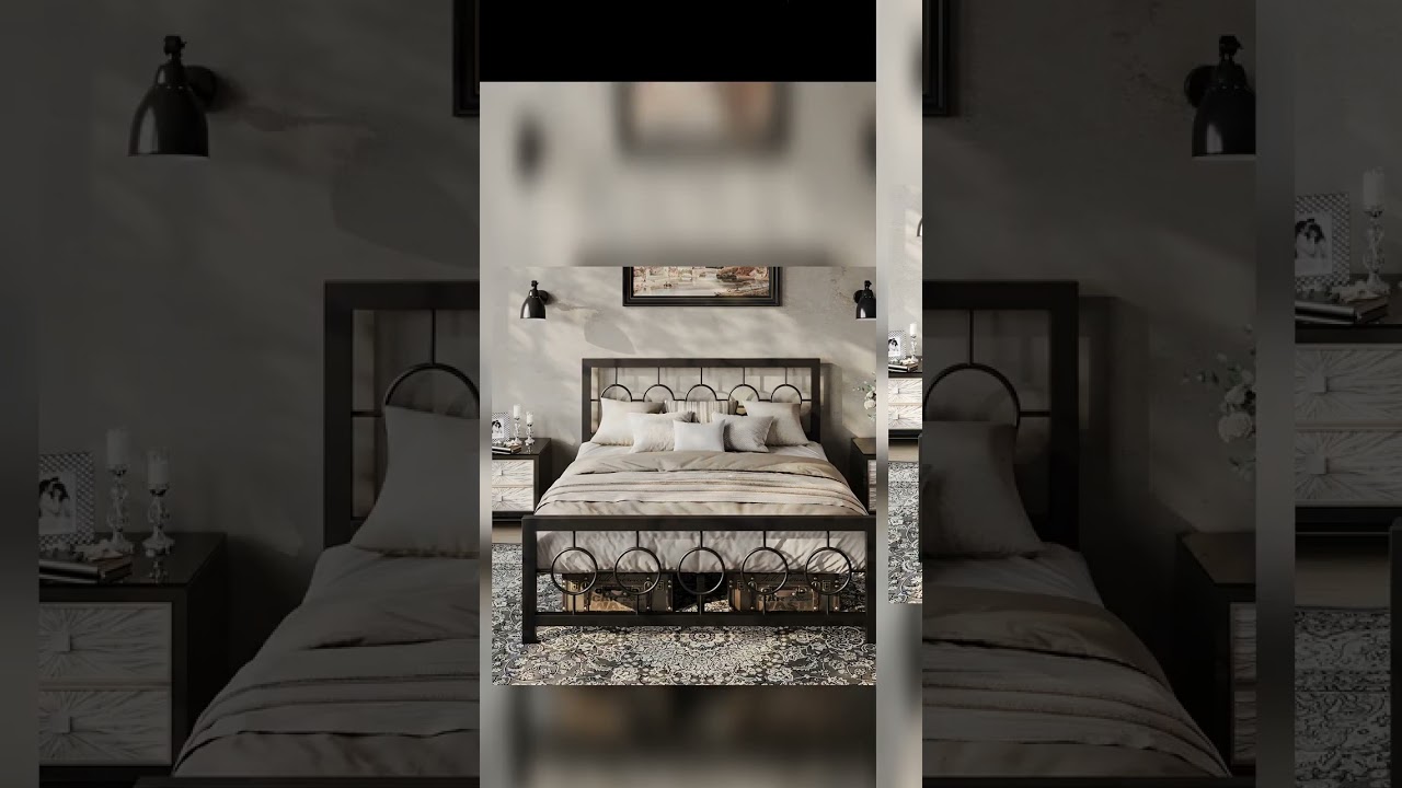 Best product reviews : HOOMIC Metal Platform Bed Frame with Vintage Circular Design Headboard