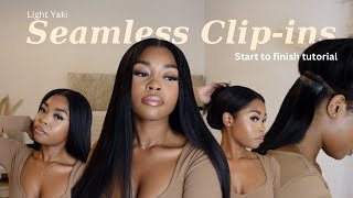 How I install my seamless clip ins (Light Yaki) Its Giving Tape ins! Type 4 hair | Lisaah Mapsie