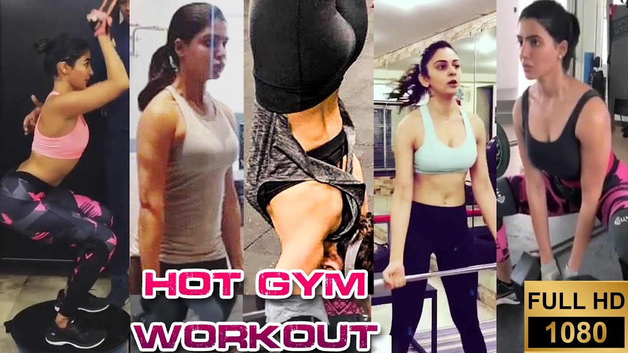 South Indian Actresses Hot Gym Workout Videos Samantha Rashi Khanna Pooja Hot Compilation 60fps HD