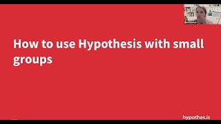Using Hypothesis Small Groups in Blackboard - Feb. 24