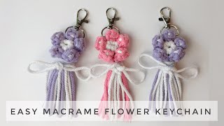 DIY Macrame Flower Keychain | Easy Macrame Pattern