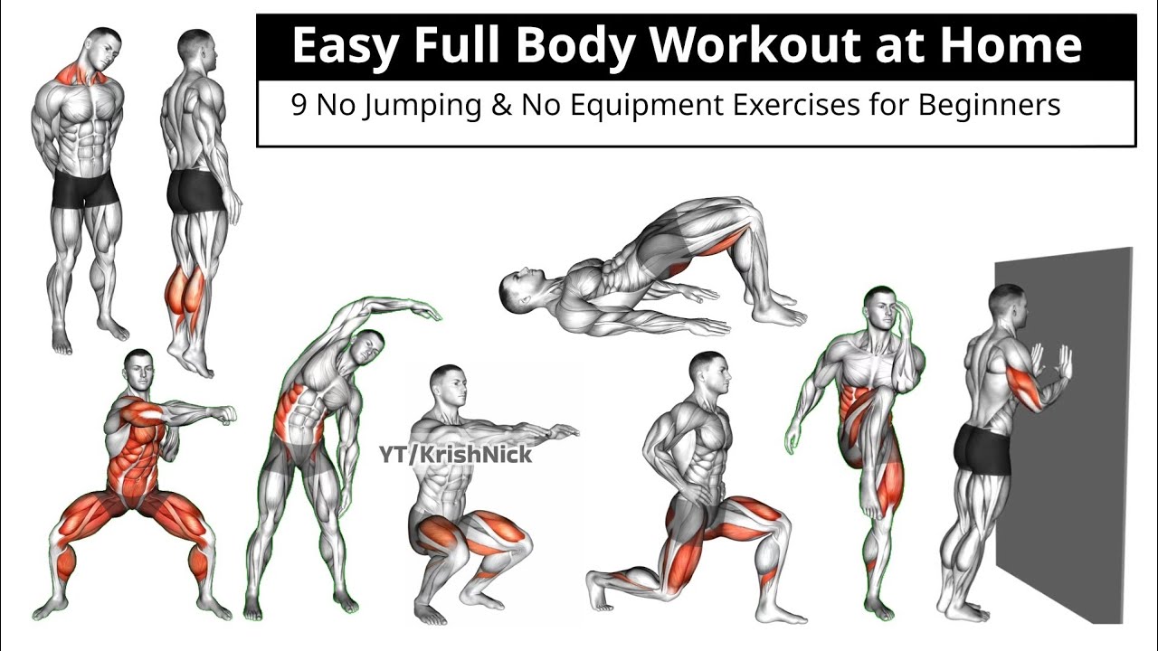 Easy Full Body Workout at Home | 9 No Jumping & No Equipment Exercises ...