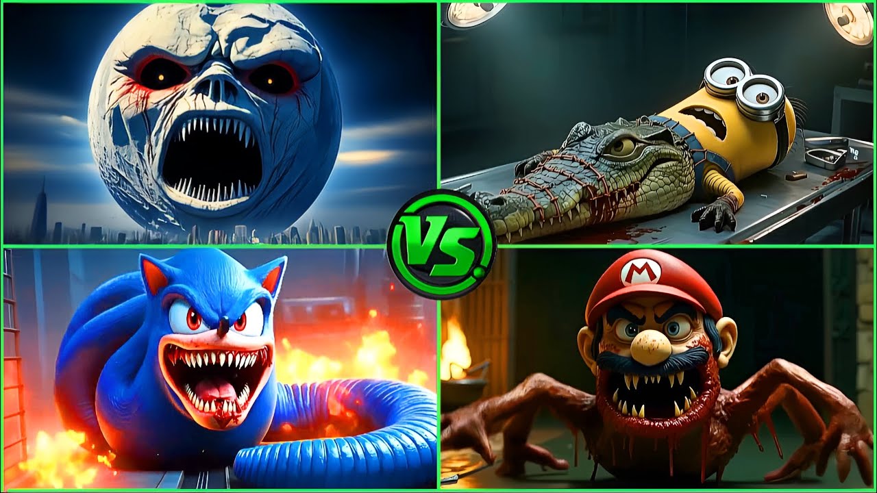 Lunar Moon Exe vs Minion and Crocodile Monster vs Sonic Exe vs SuperMario Exe