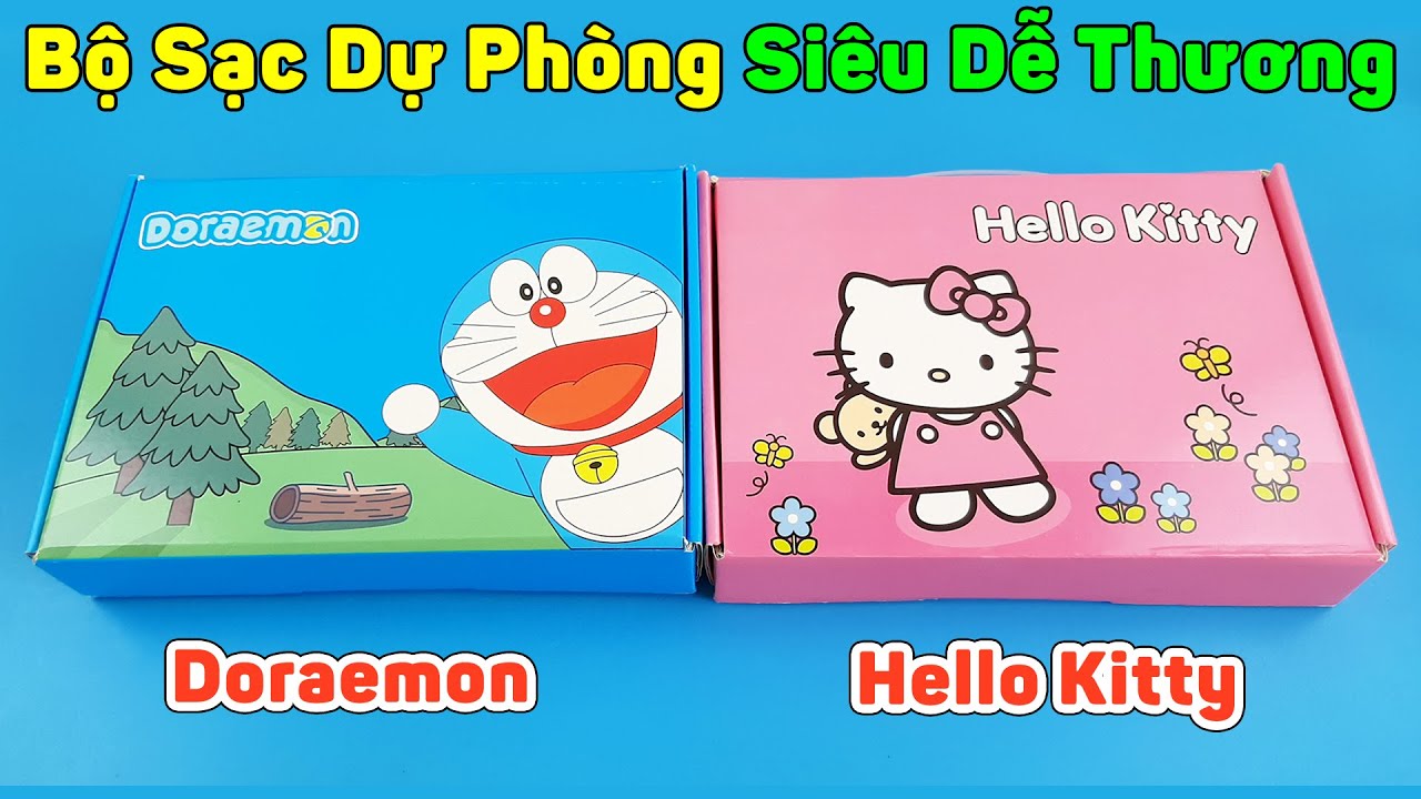 Mở Hộp Bộ Sạc Dự Phòng Doraemon, Hello Kitty Siêu Dễ Thương Mua Online Trên Shopee