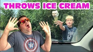 Kid Temper Tantrum Throws Ice Cream On Van Windshield Because He Got The Wrong Flavor [ Original ]