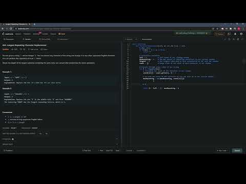 Leetcode Question 424: Longest Repeating Character Replacement