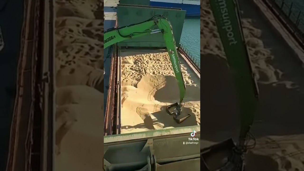 unloading grain from a ship