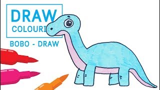 How to Draw a Dinosaur Brachiosaurus from Jurassic World | Coloring Pages for Kids Cartoon
