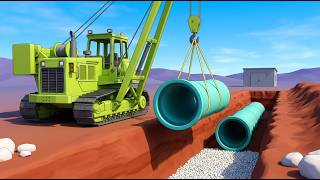 Pipe Layer Lowers a Giant Culvert into a Deep Trench | 3D Utility Mission