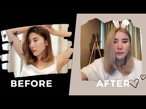 ย้อมผมบลอนด์หม่นด้วยตัวเอง ในราคาหลักร้อย 💯😲 | สี Glossy Ash Blonde | รีวิว nigao-brand