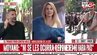 Lilia Lemoine frenando carros en Crónica durante el paro de la CGT