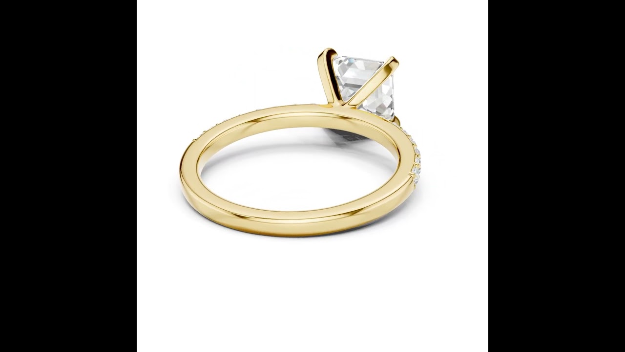 Asscher Cut Diamond Engagement Ring With Diamond Band
