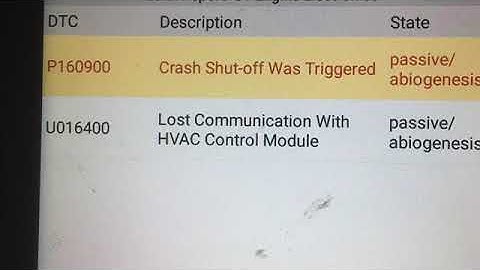 Crash Code P160900 Shut Off Triggered