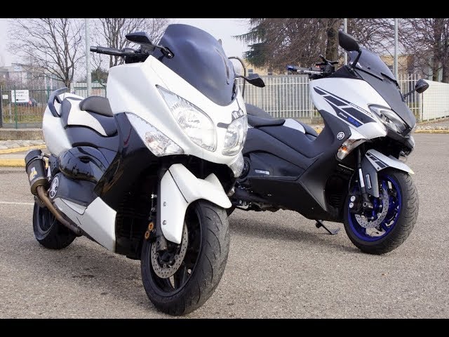 T MAX 500 Vs 530 TOP EXHAUST SOUND AKRAPOVIC Vs LEOVINCE - YouTube