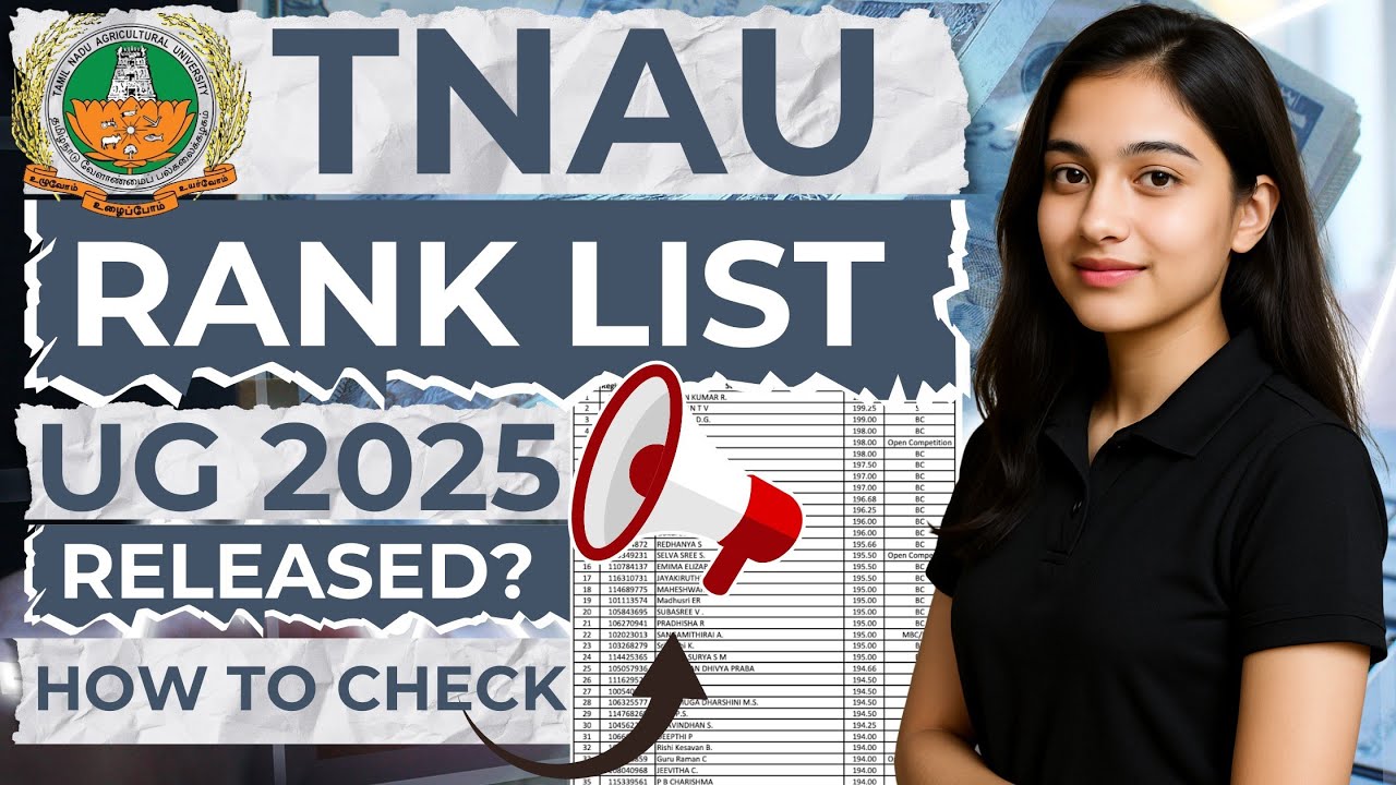 tnau rank list | tamil nadu agricultural university rank list | tnau ug rank list 2025