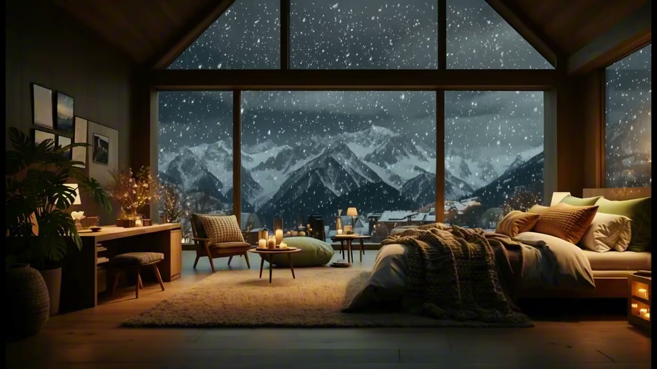 (No Ads)Deep Sleep Music Snowy Mountain Bedroom