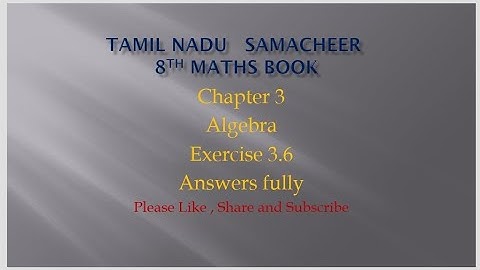 TN Samacheer 8th maths|Chapter 3|Algebra|Exercise 3.6|Answers fully|@JMDMmathschannel