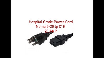 Hospital Grade Power Cord - Nema 6-20P to C19 - 20 Amp P#55-120-006