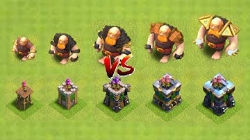 Every level Archer tower vs every level giant attack clashofclans game 