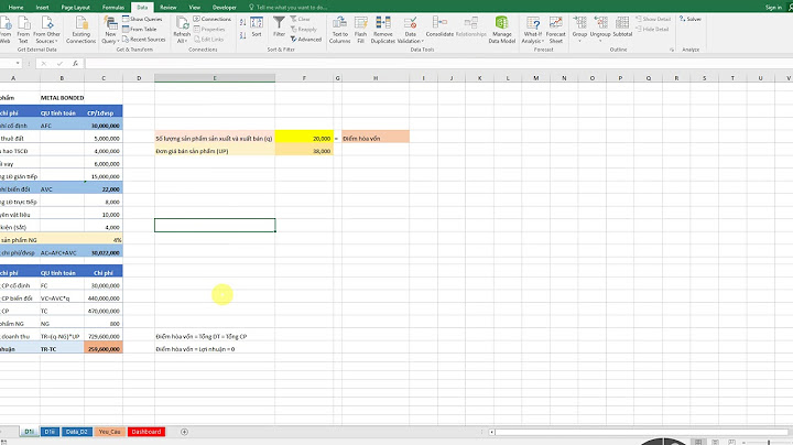 Hướng dẫn làm bài toán hòa vốn excel