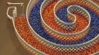 Insane dominoes tricks(15000 dominoes)The amazing triple spiral