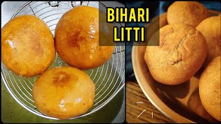 बिहारी स्टाईल लिट्टी रेसिपी। Sattu Stuffed Fried Litti ।Bihar Ki Traditional Recipe Litti /Bati ।