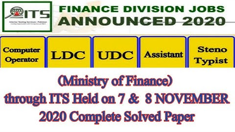 Ministry of Finance Division/Interior Testing Service/ITS/7&8 NOVEMBER 2020/Finance Division jobs