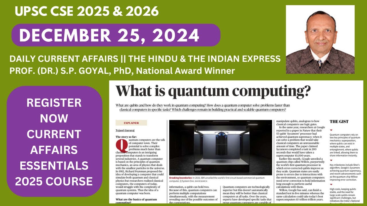 Daily Current Affairs MCQs & News Analysis | December 24, 2024 |#upsc ...