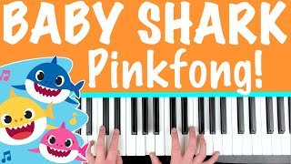 How to play BABY SHARK - Pinkfong! Slow Easy Piano Tutorial for Kids