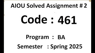 AIOU Solved assignment No 2 code 461 Spring 2025