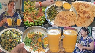 yh ghamand nhi khud ki dekhbhal +Breakfast🍱 bhindi ki sabji🌺 paratha🌺 boondi raita🌺 mango milkshake