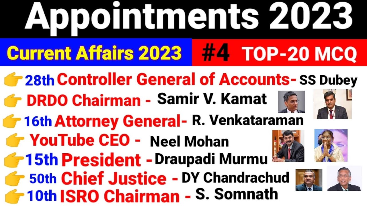 Appointments current affairs 2023 important current affairs part 04