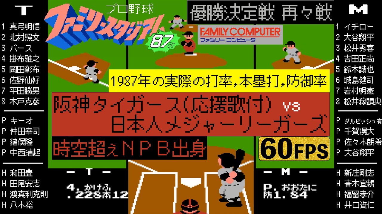 阪神(応援歌付)vs時空を超えた日本人メジャーリーガーズ【ファミスタ87