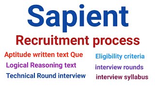 Sapient Recruitment Process Latest, Eligibility criteria, Written text Round,Technical Round,F2F