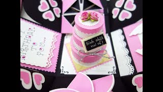 Scrapbook Exploding Box Card-Secret Handmade Gift Love in Box-Photo Album DIY Easy-For Daughter