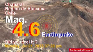 87 km East of Diego de Almagro, Chanaral, Region de Atacama, Chile Earthquake today now