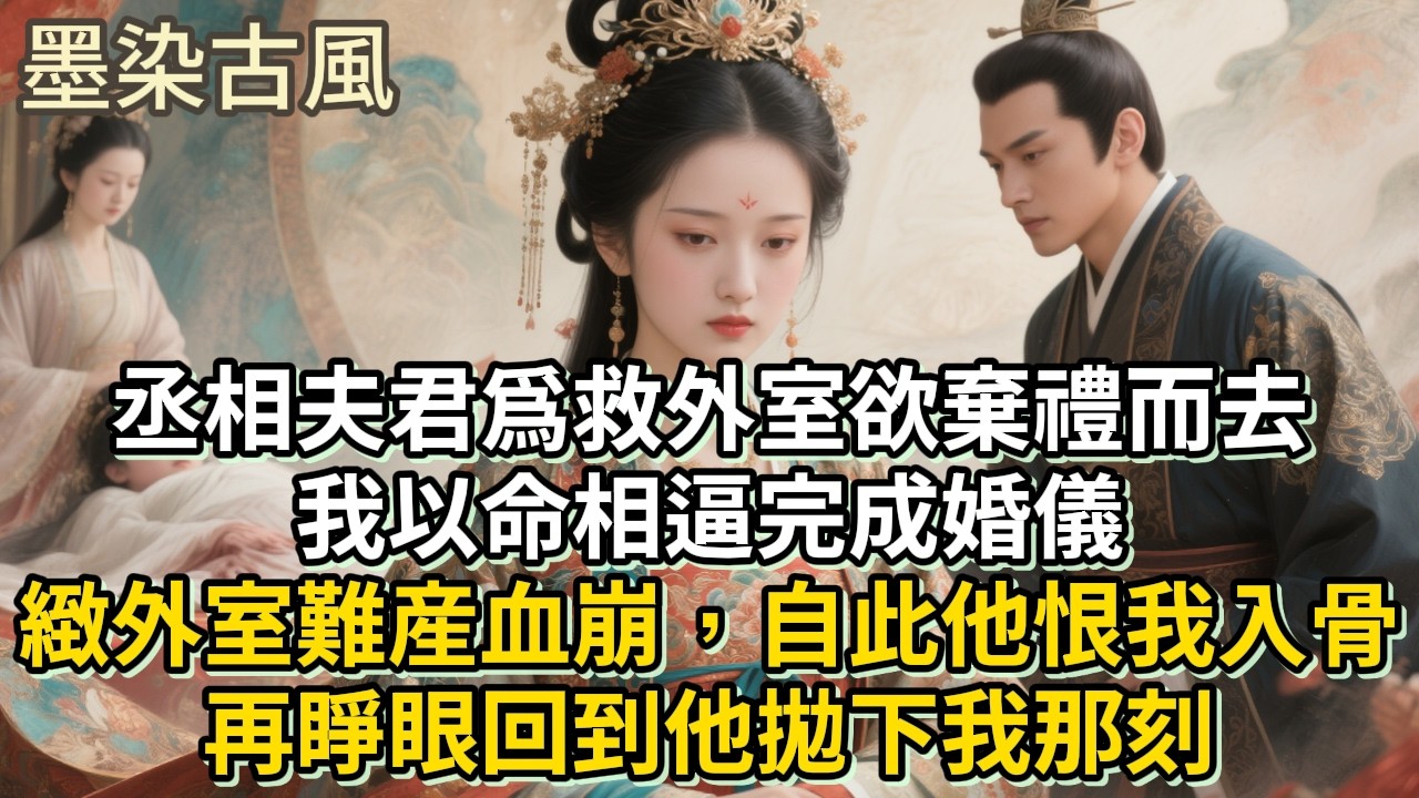 丞相夫君爲救外室欲棄禮而去。我以命相逼完成婚儀，緻外室難産血崩，自此他恨我入骨。再睜眼回到他拋下我那刻#古言 #小説 #古風 #愛情 #情感故事 #爽文 #完結#原創