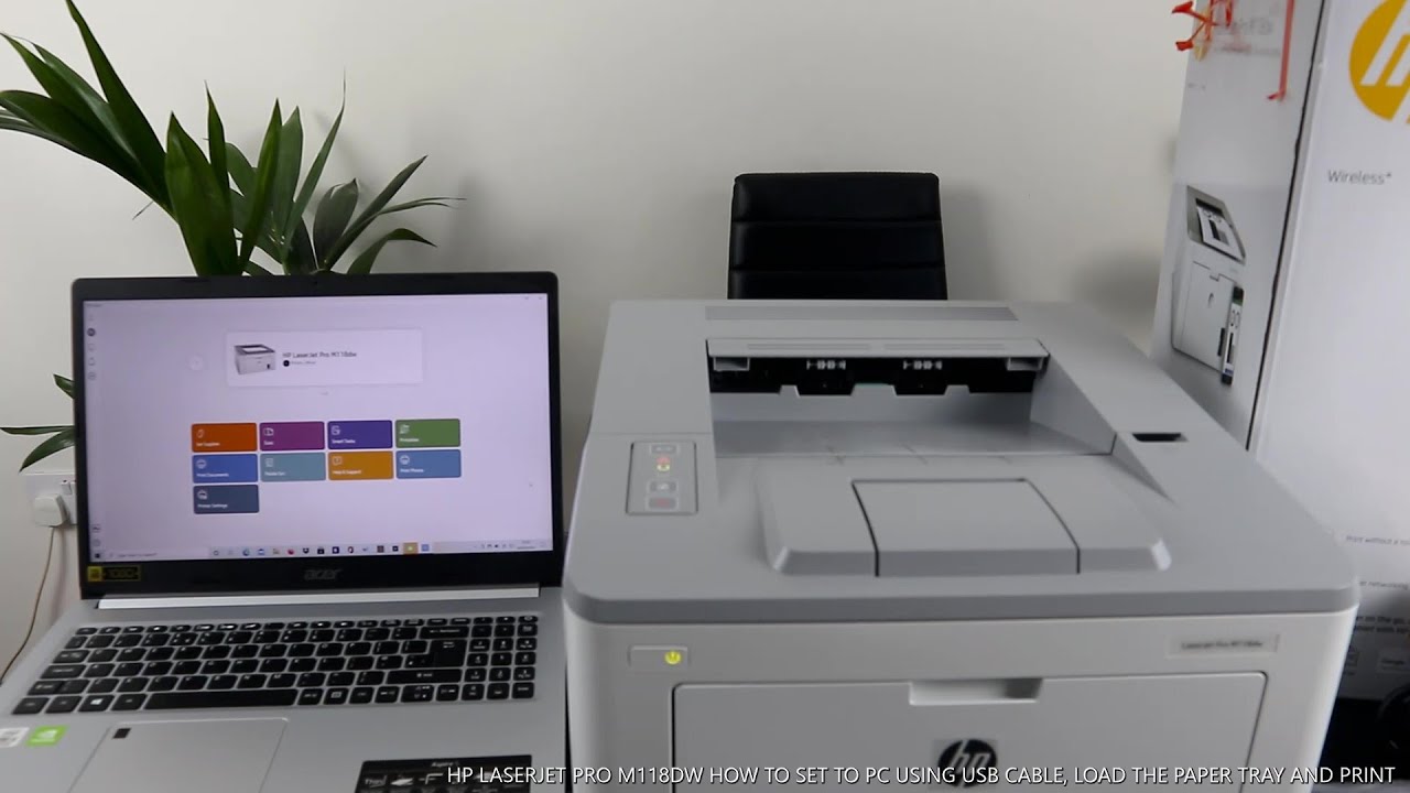 HP LASERJET PRO M118DW HOW TO SET PC USING USB CABLE, TRAY AND PRINT - YouTube