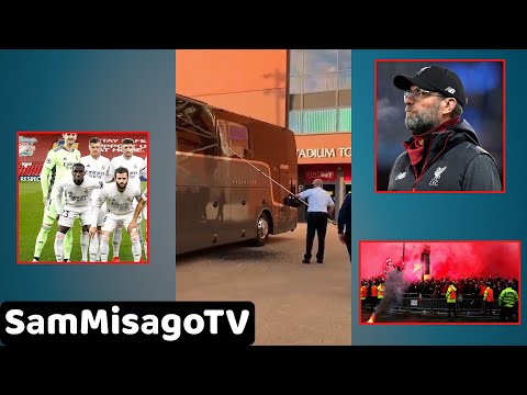 VIDEO BASI LA REAL MADRID LASHAMBULIWA NA MASHABIKI WA LIVEROOL ANFIELD HASIRA ZA KUTUPWA NJE UEFA VIDEO BASI LA REAL MADRID LASHAMBULIWA NA MASHABIKI WA LIVEROOL ANFIELD HASIRA ZA KUTUPWA NJE UEFA