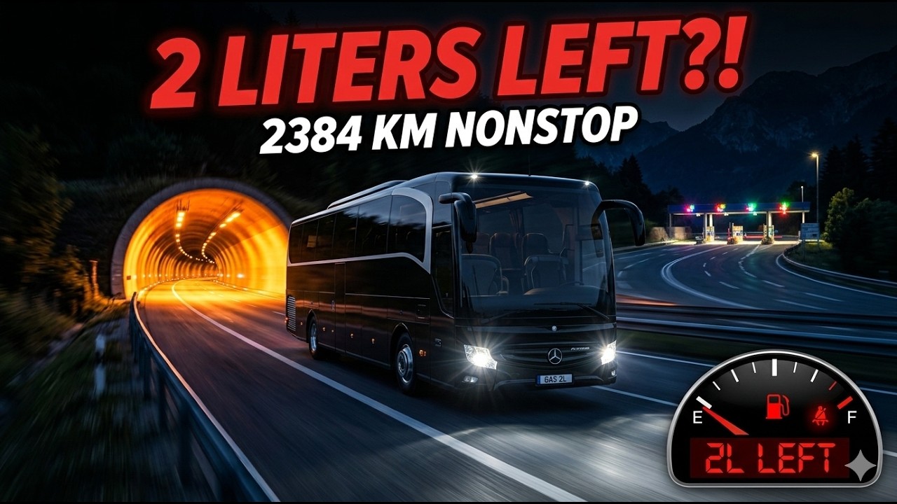 Mercedes Benz Travego almost ran out of fuel | 127 KM/H 2384 KM Nonstop Challenge | BSU | Episode: 6