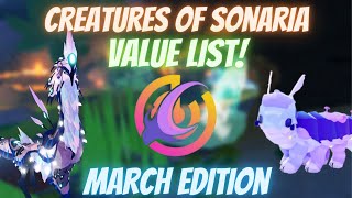 MARCH VALUE LIST UPDATE!