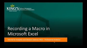 VBA Tutorial Video 1: Recording a Macro in Microsoft Excel