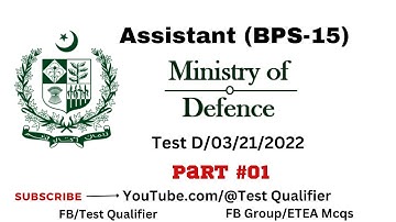 Assistant (BPS-15) #MOD Test D/03/12/2022 #testqualifier