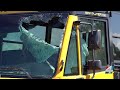 Clay County school bus driver hit in face by piece of wood that flew off truck