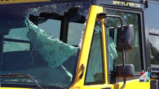 Clay County school bus driver hit in face by piece of wood that flew off truck