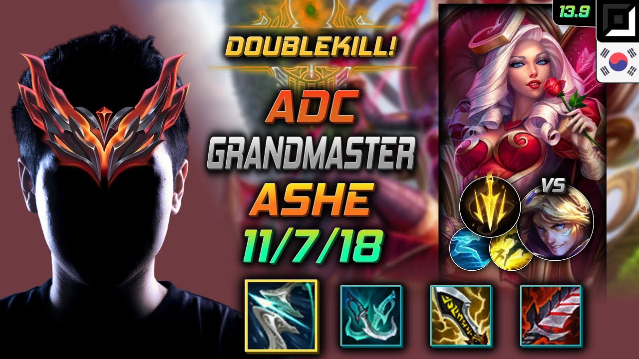 GrandMaster Adc Эш Build Сила шторма Смертельный темп - Ashe Adc vs Ezreal - LOL KR 13.9