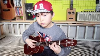 Video thumbnail of "Kansas - Dust in the wind (ukulele cover by 9-year-old Sean Song )"